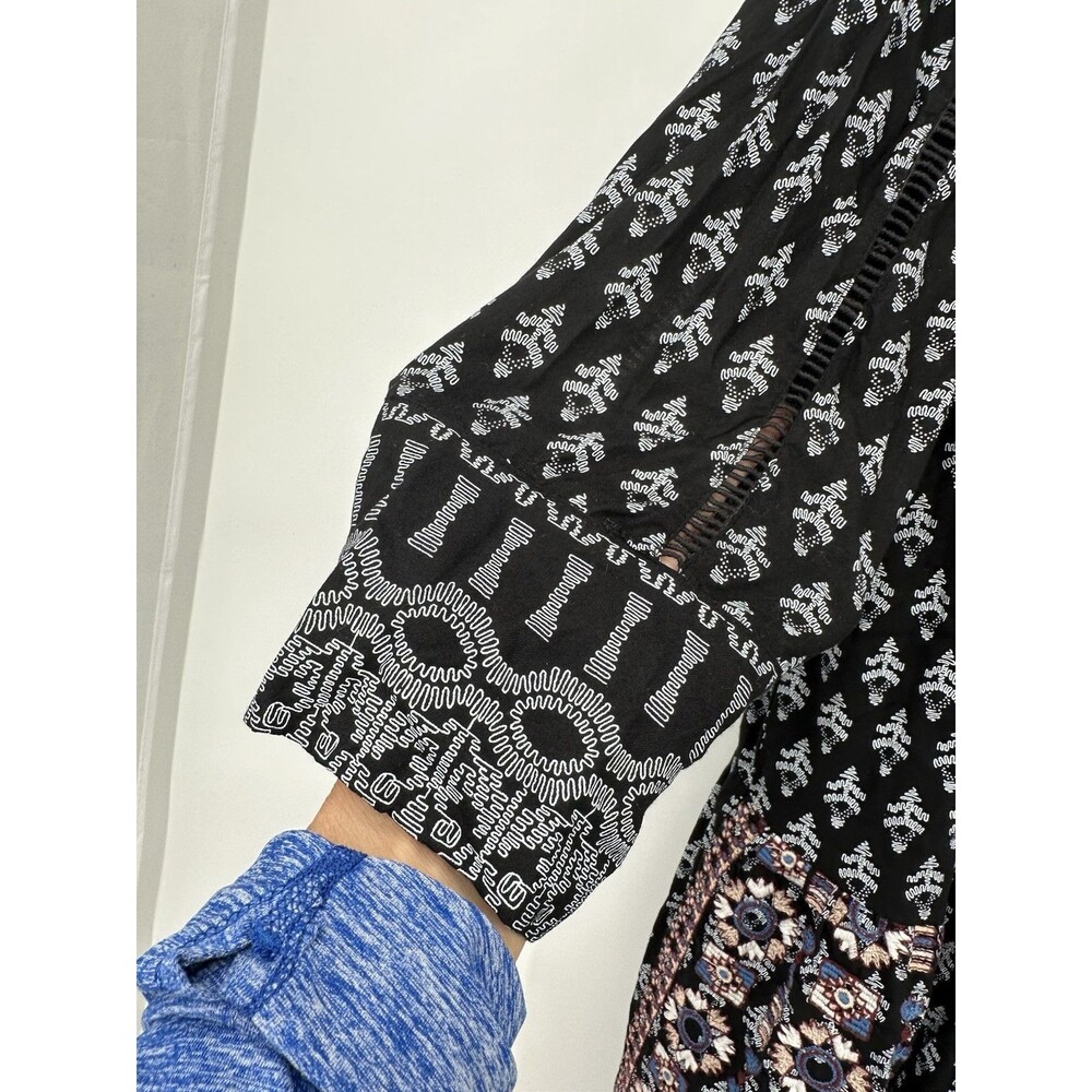 Anthropologie Vanessa Virginia Kaleidoscope Embroidered Tunic Dress Blue L butto - Picture 9 of 16